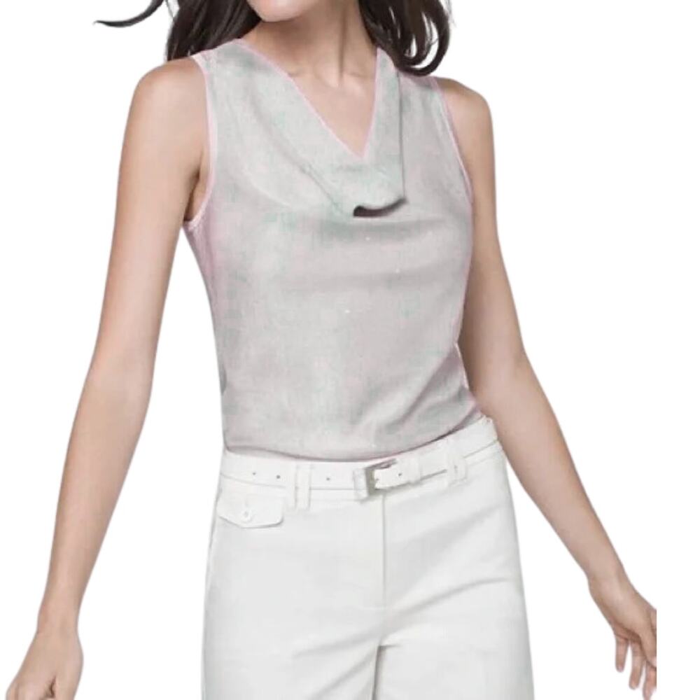 WHBM Silver Sequin Embellished Cowl Neck Tank Size M